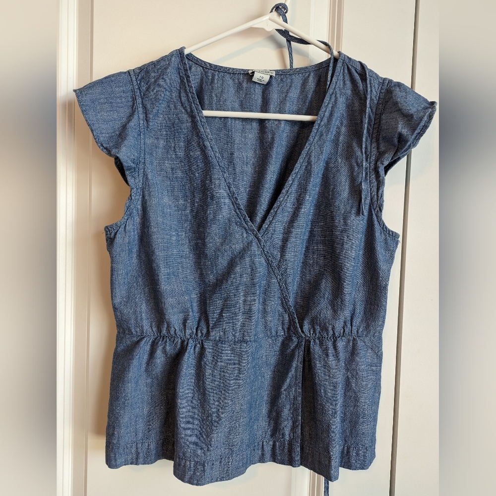 J by J Crew Chambray Faux Wrap Top